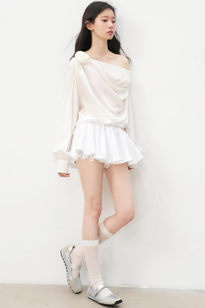 Satin Pleated Mini Skirt