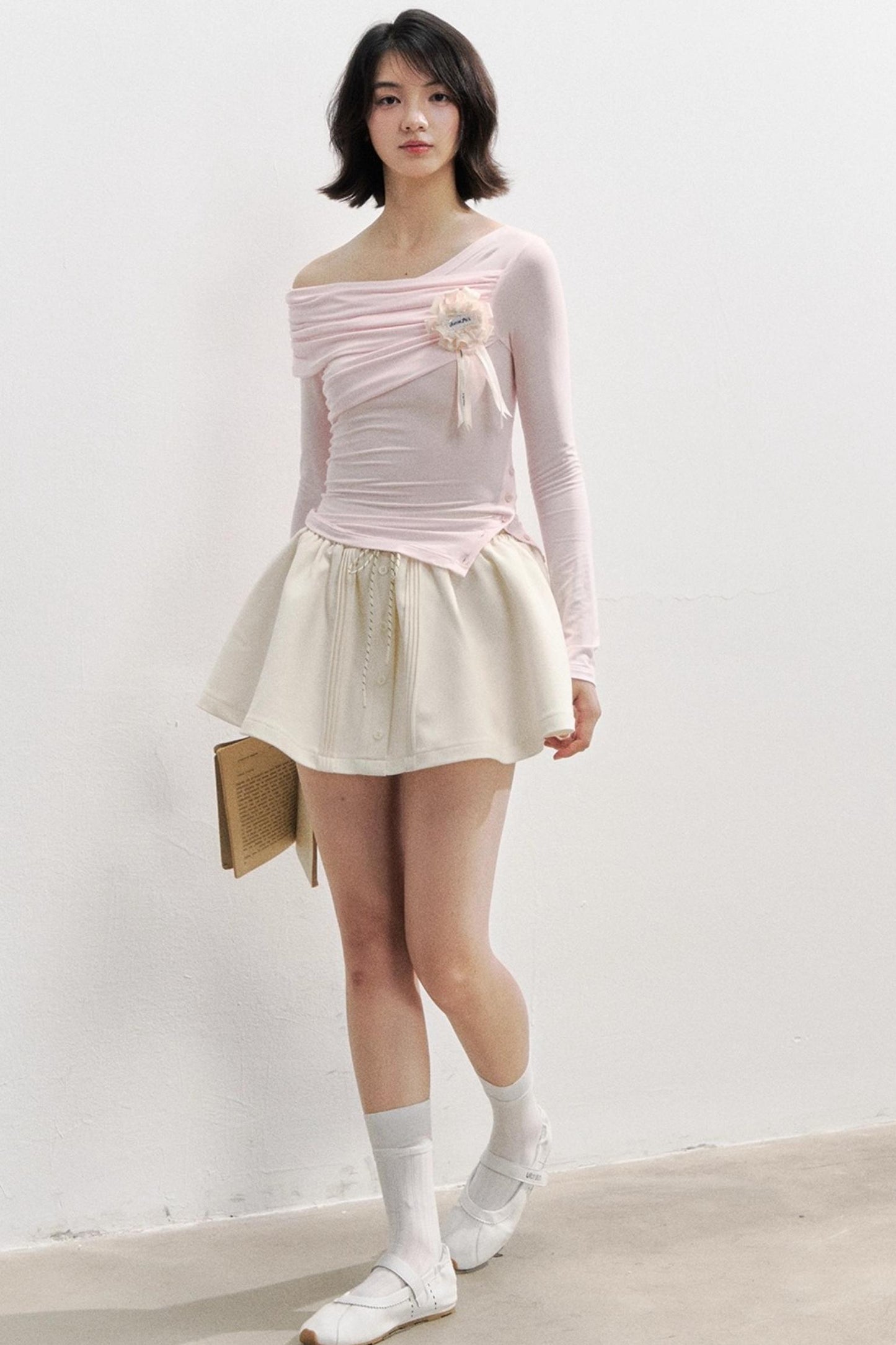 Slanted Shoulder Color Block T-Shirt