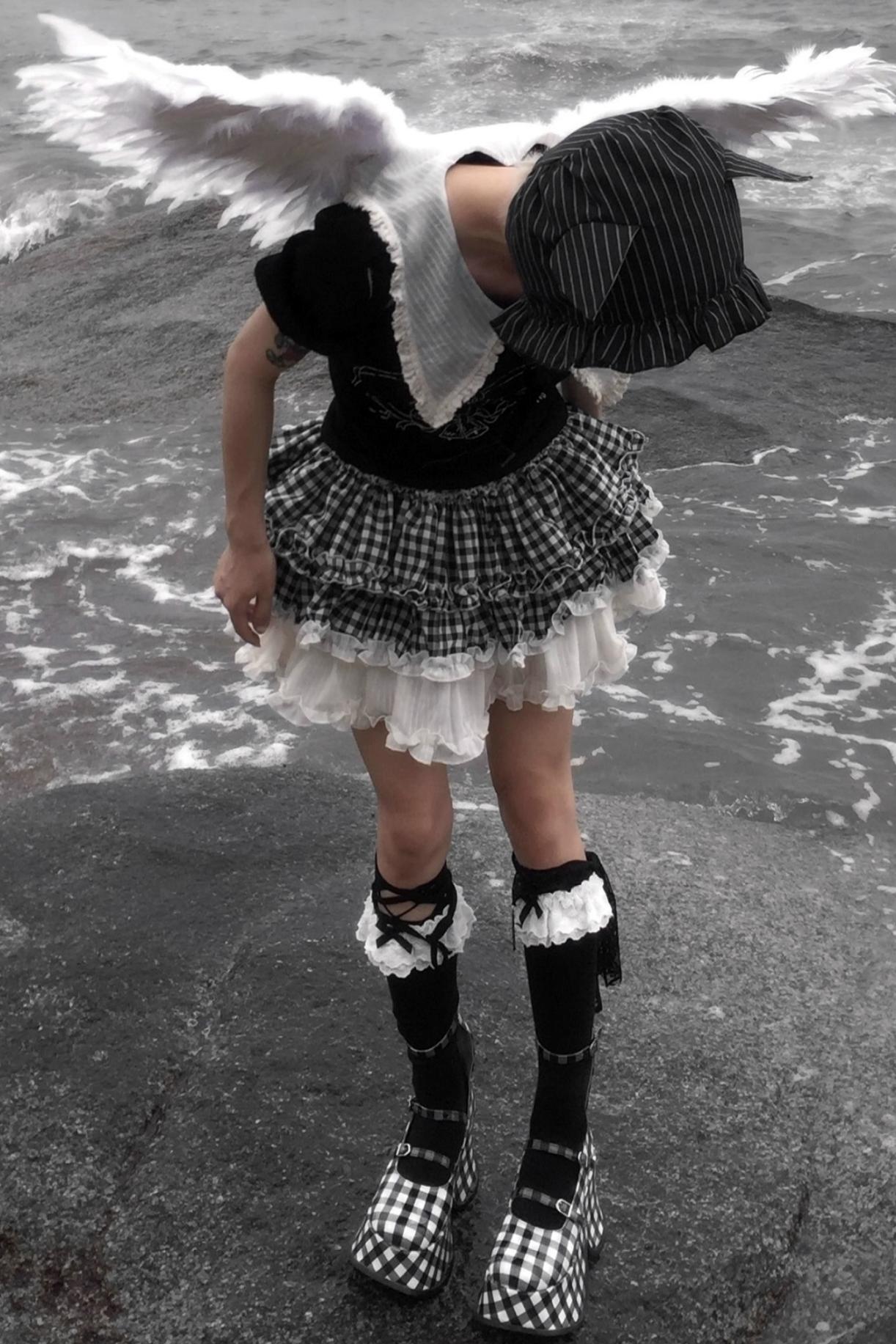 Black And White Plaid Suit Set-Up