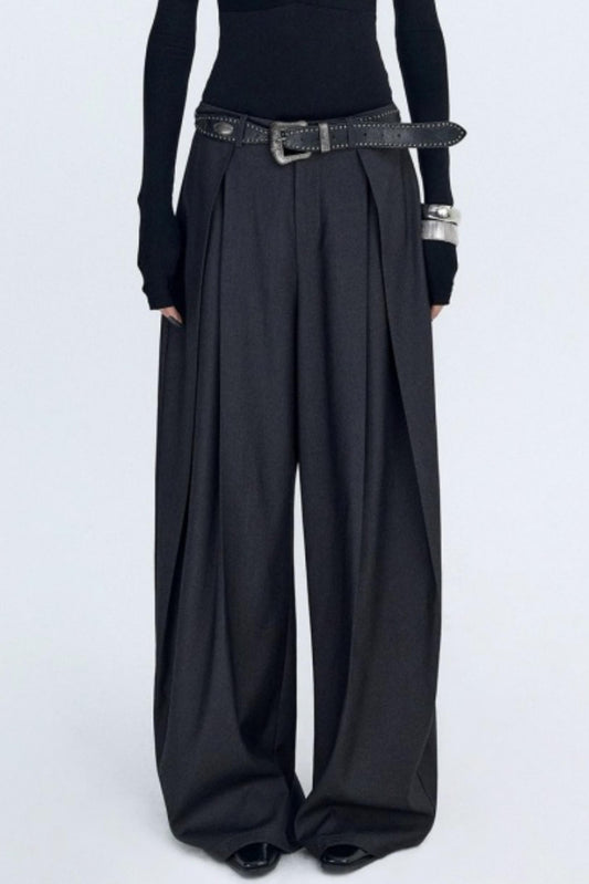 Pleated Dark Gray Scimitar Pants