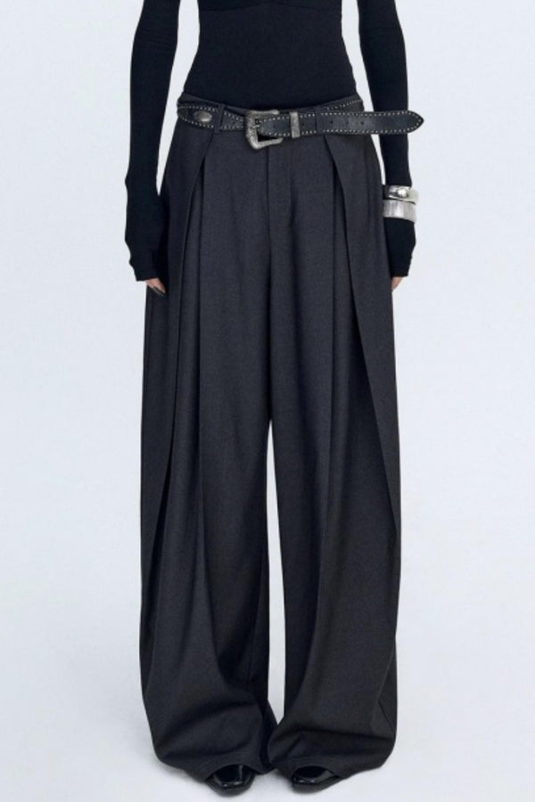 Pleated Dark Gray Scimitar Pants