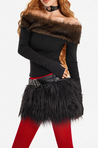 Milk Fur Off-Shoulder Top Set-Up