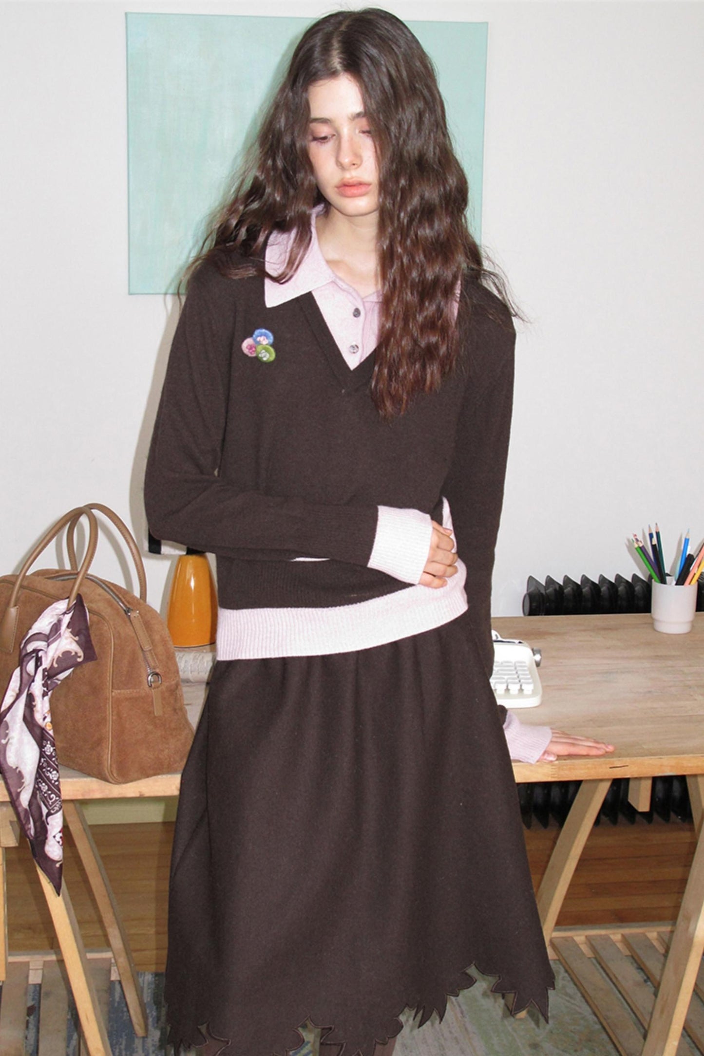 Sakura Brown Wool Top