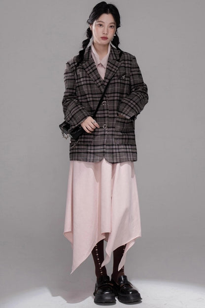 Wool Plaid Patchwork Tweed Jacket