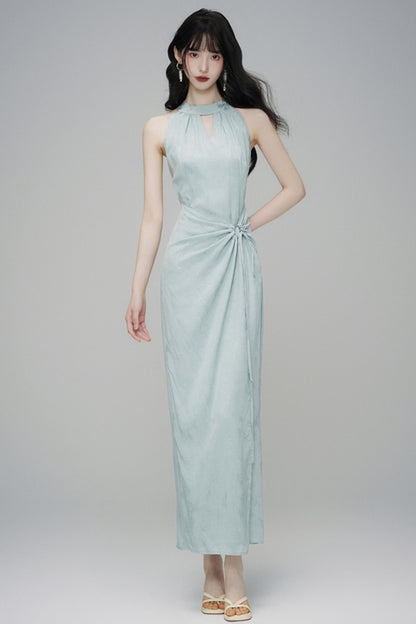 Elegant Sleeveless Jacquard Maxi Dress