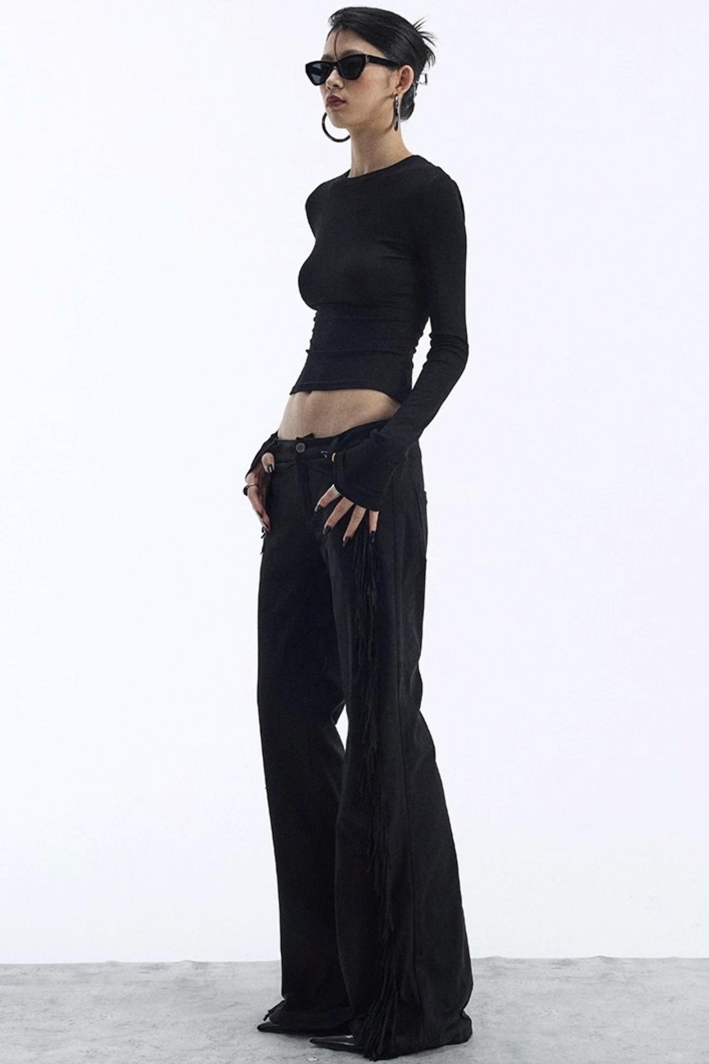 Vintage Low-Rise Fringe Pants