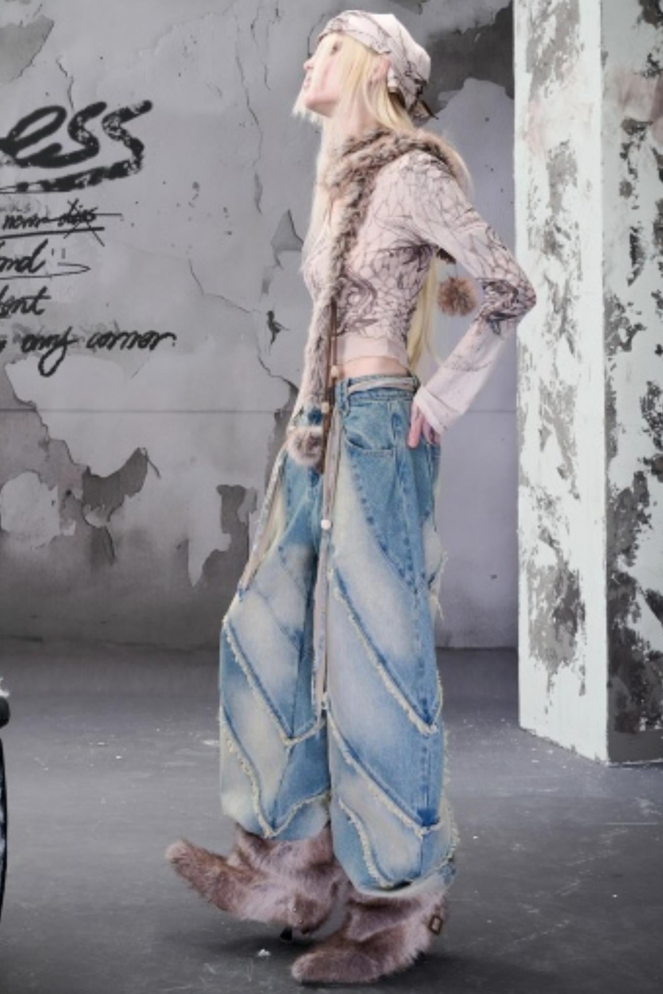 Beaded V-Neck Ruffled Skin Top