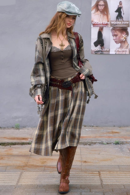 Retro Flowing Midi Skirt