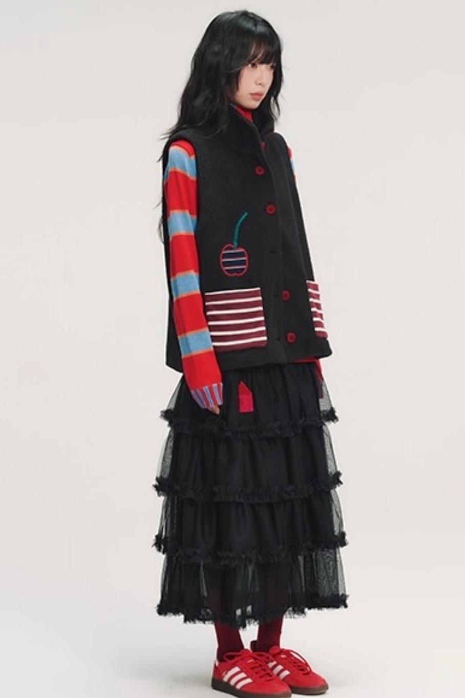 3D Embroidery Ruffled Skirt