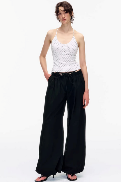 Waist Ruched Wide-Leg Pants