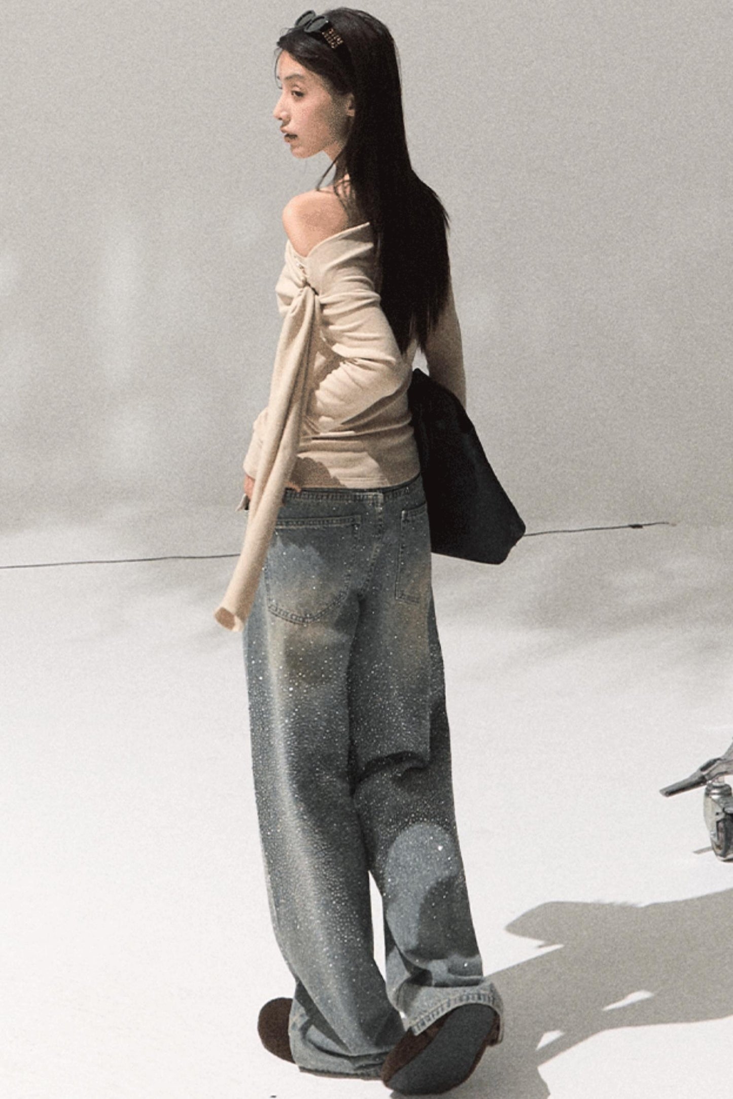 Ancient Shrine Collar Long Sleeve Knit Base Shirt