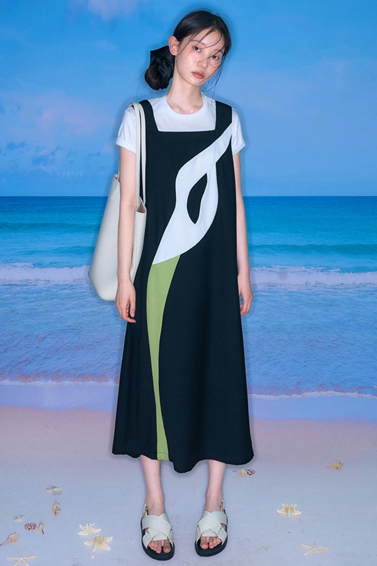 Calla-Lilien-Patchwork-Trägerkleid