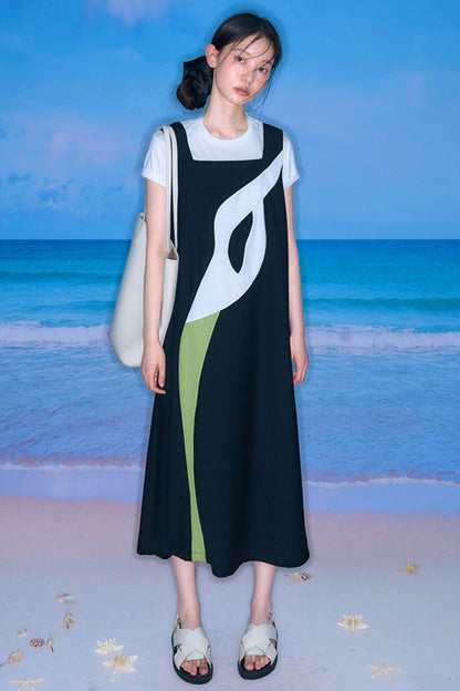 Calla-Lilien-Patchwork-Trägerkleid