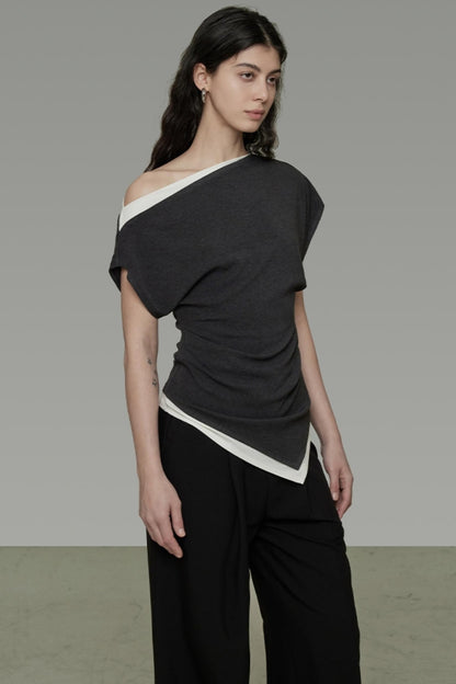 Irregular Hem Strapless Knit Top