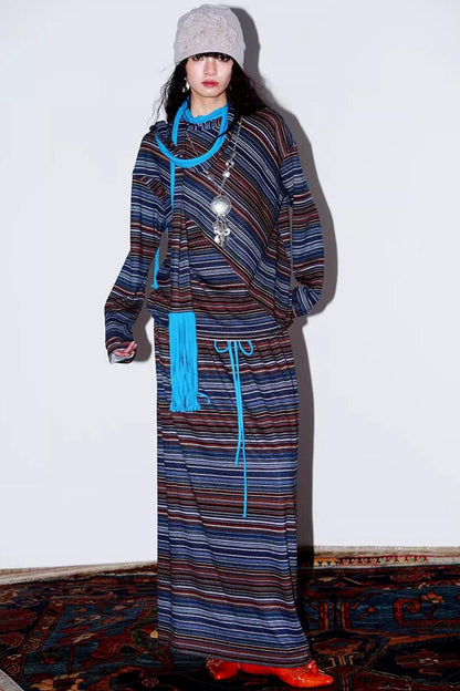 Striped Brushed Long-Sleeved Top