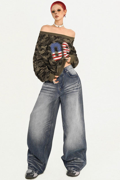 American Retro Camouflage Sweatshirt