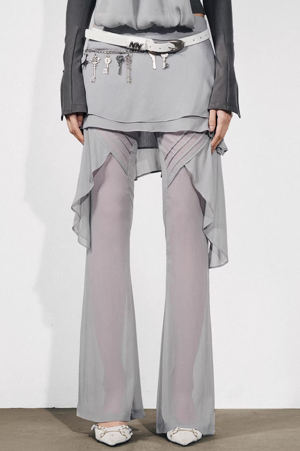 Chiffon Ruffled Skirt Pants