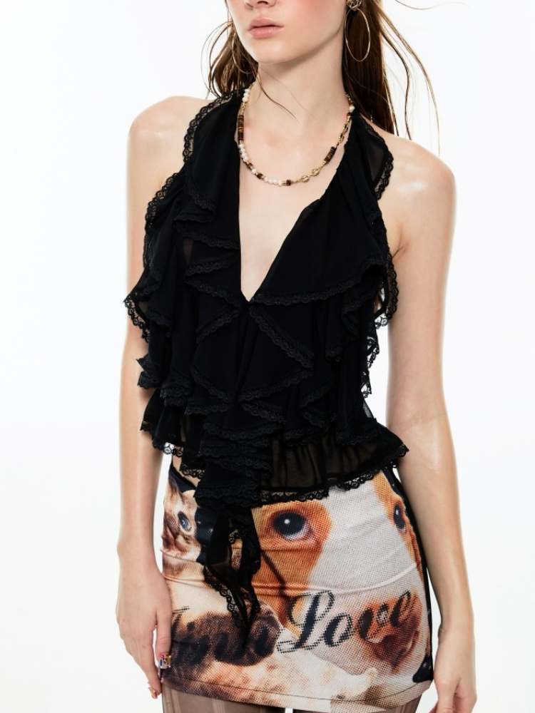 Dog & Cat Print Hip Hug Tight Mini Skirt