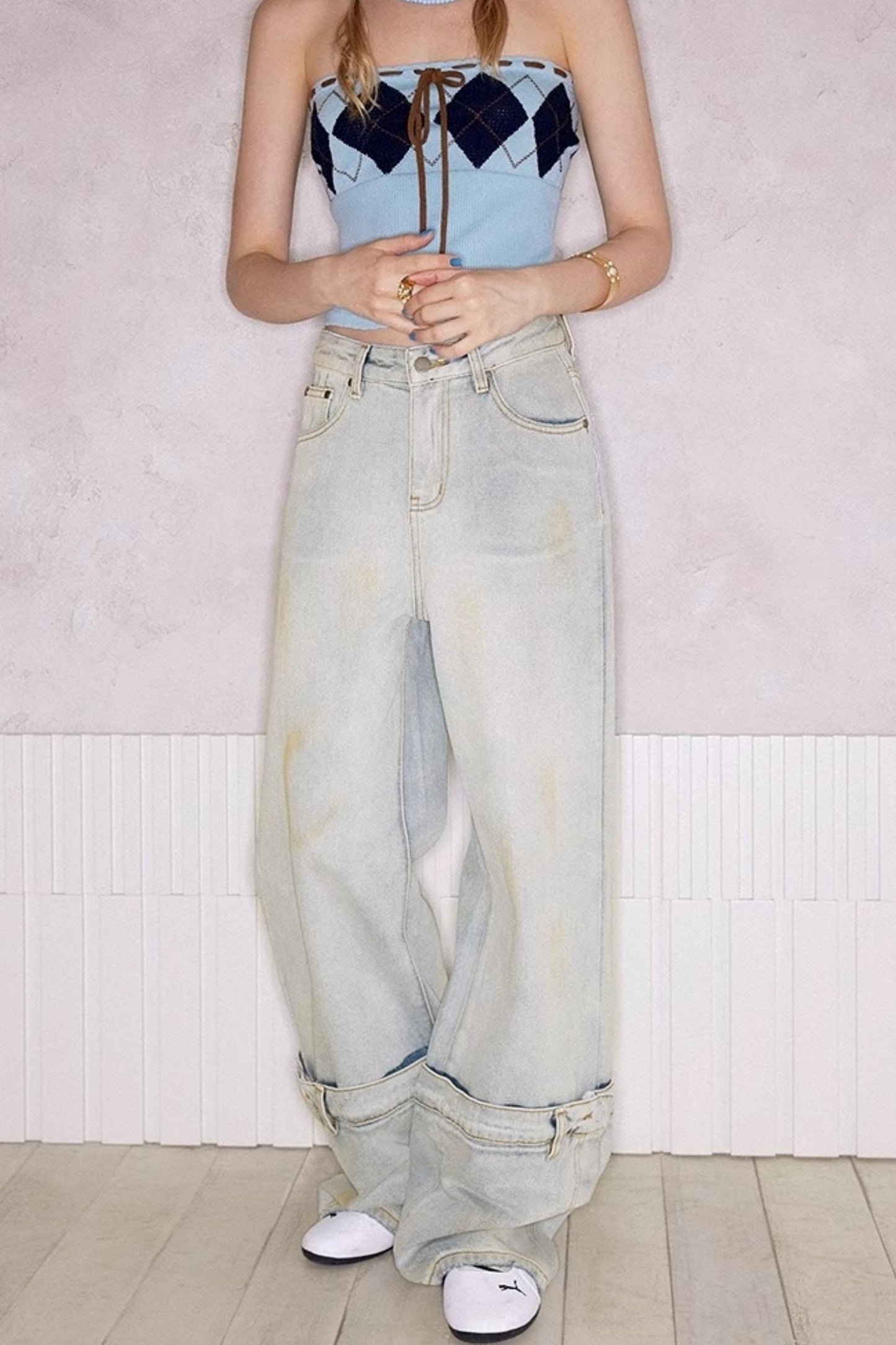 Blue Diamond Cashmere-Silk Smocked Top