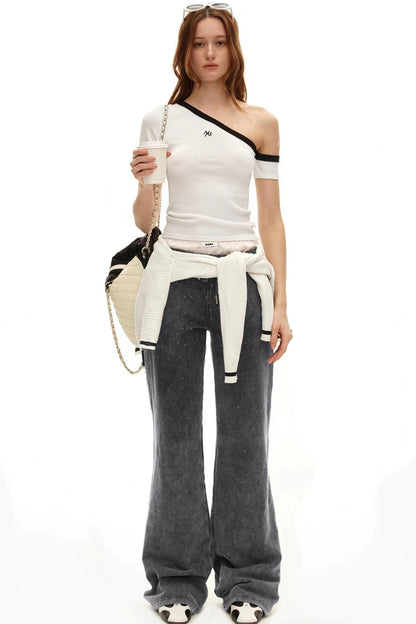 Asymmetrical Ice Linen Top