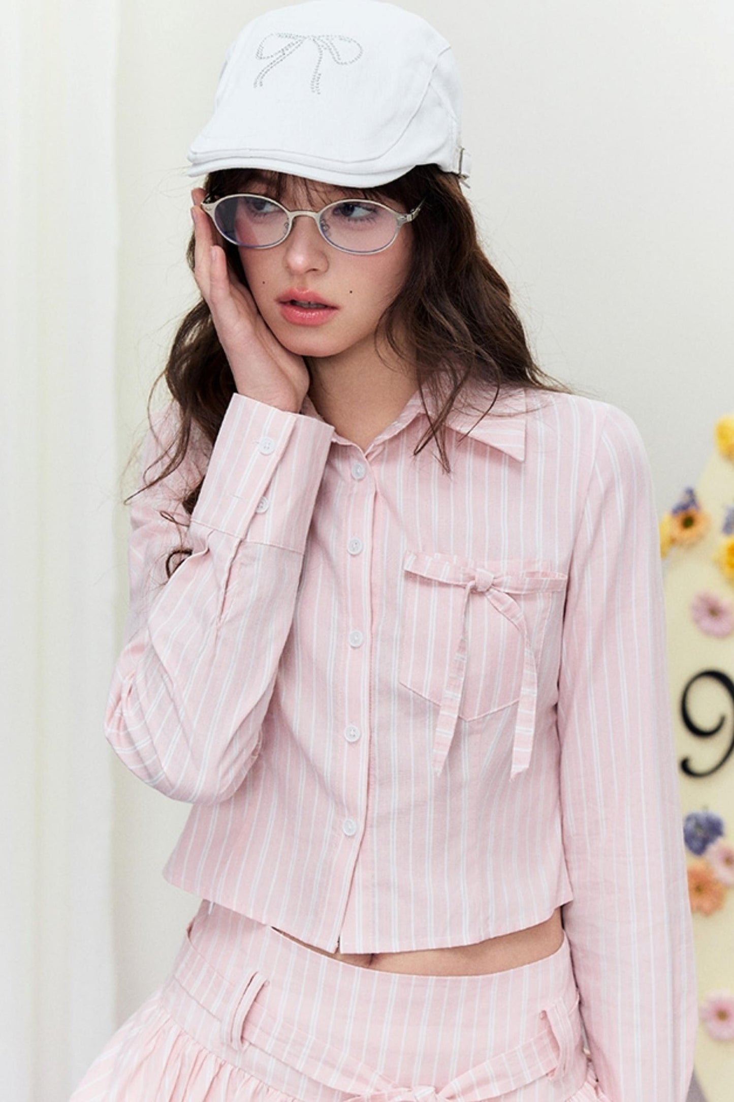 Chic Striped Short Shirt & Skirt Set-Up