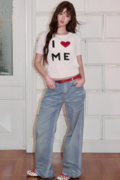 Versatile Crew Neck Love Knitwear