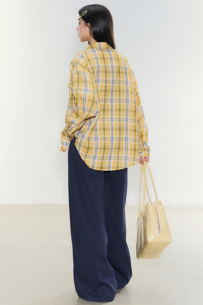 Morning Story Yellow Plaid Shirt Jacket