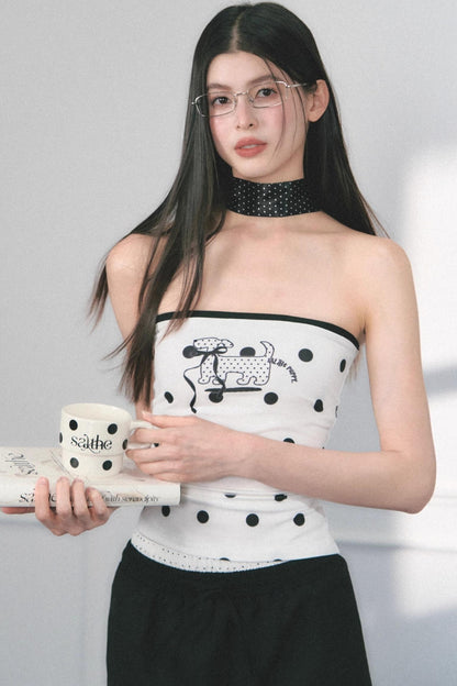 Original Puppy Print Fitted Top