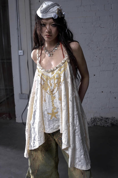 Hippie Star Foil Loose Strap Vest