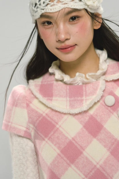 Christmas Plaid Tweed A-Line Dress Set-Up