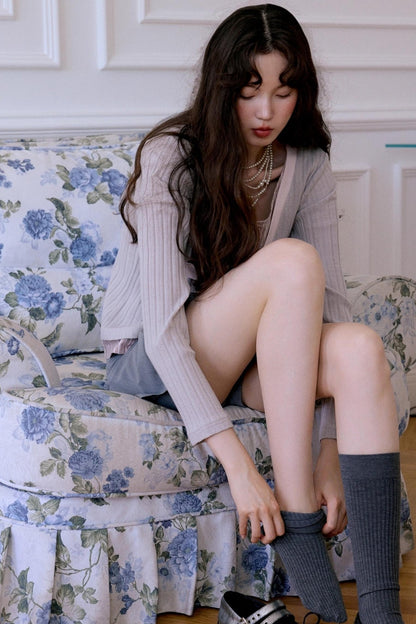 Fake Two-Piece Knitted Shirt Top