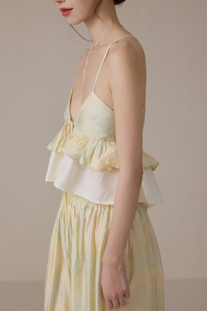 Romantic V-Neck Color Block Top