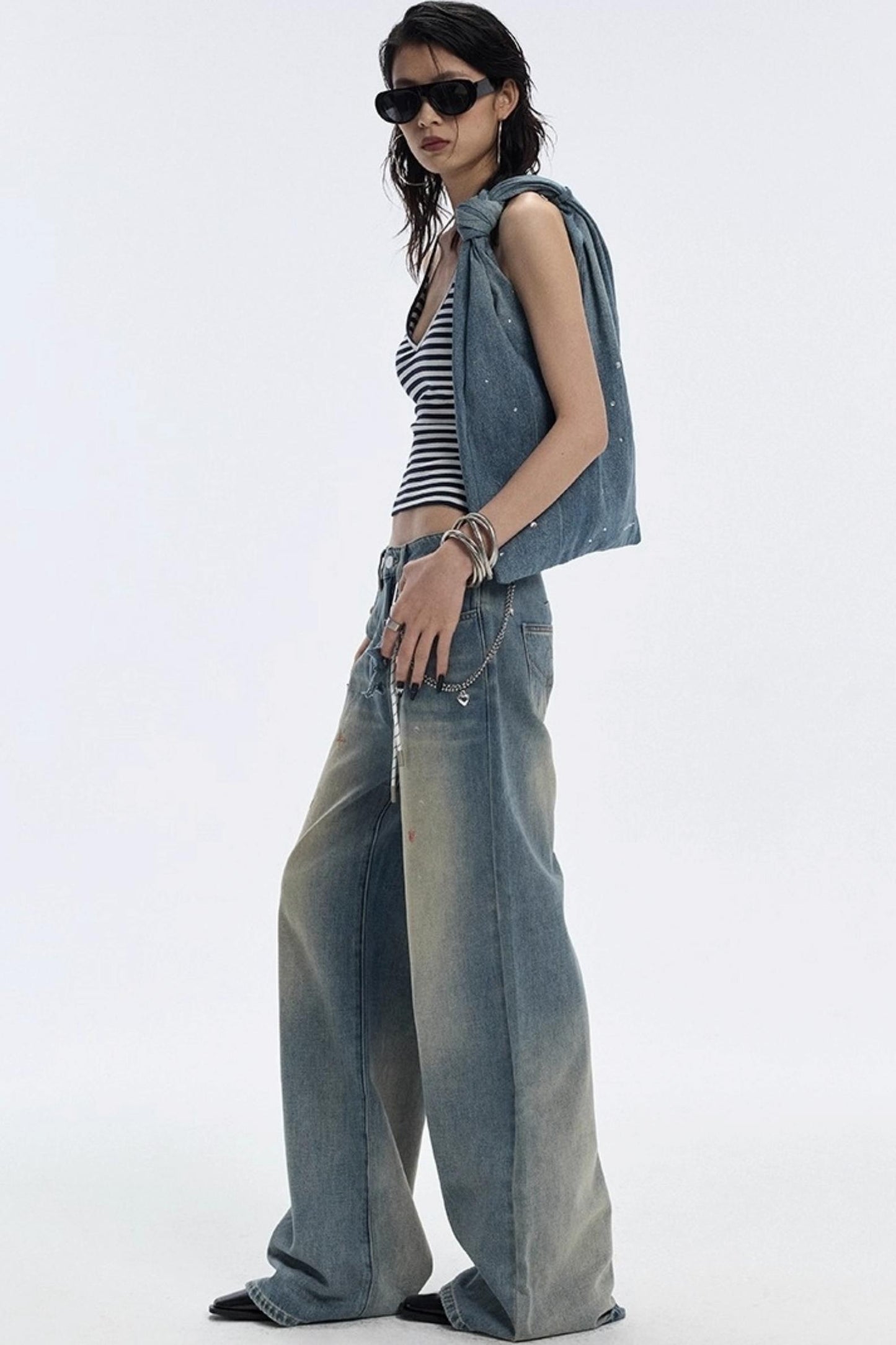 Diamond Starry Denim Shoulder Bag