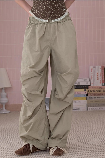 Loose Pleated Parachute Pants