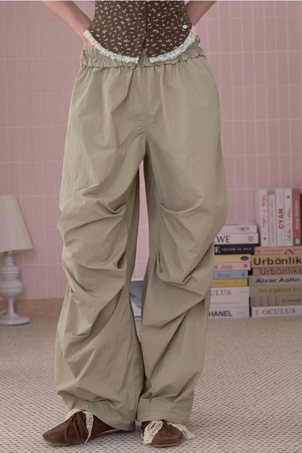 Loose Pleated Parachute Pants