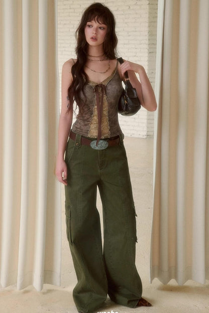 Cool Military Green Cargo Jeans