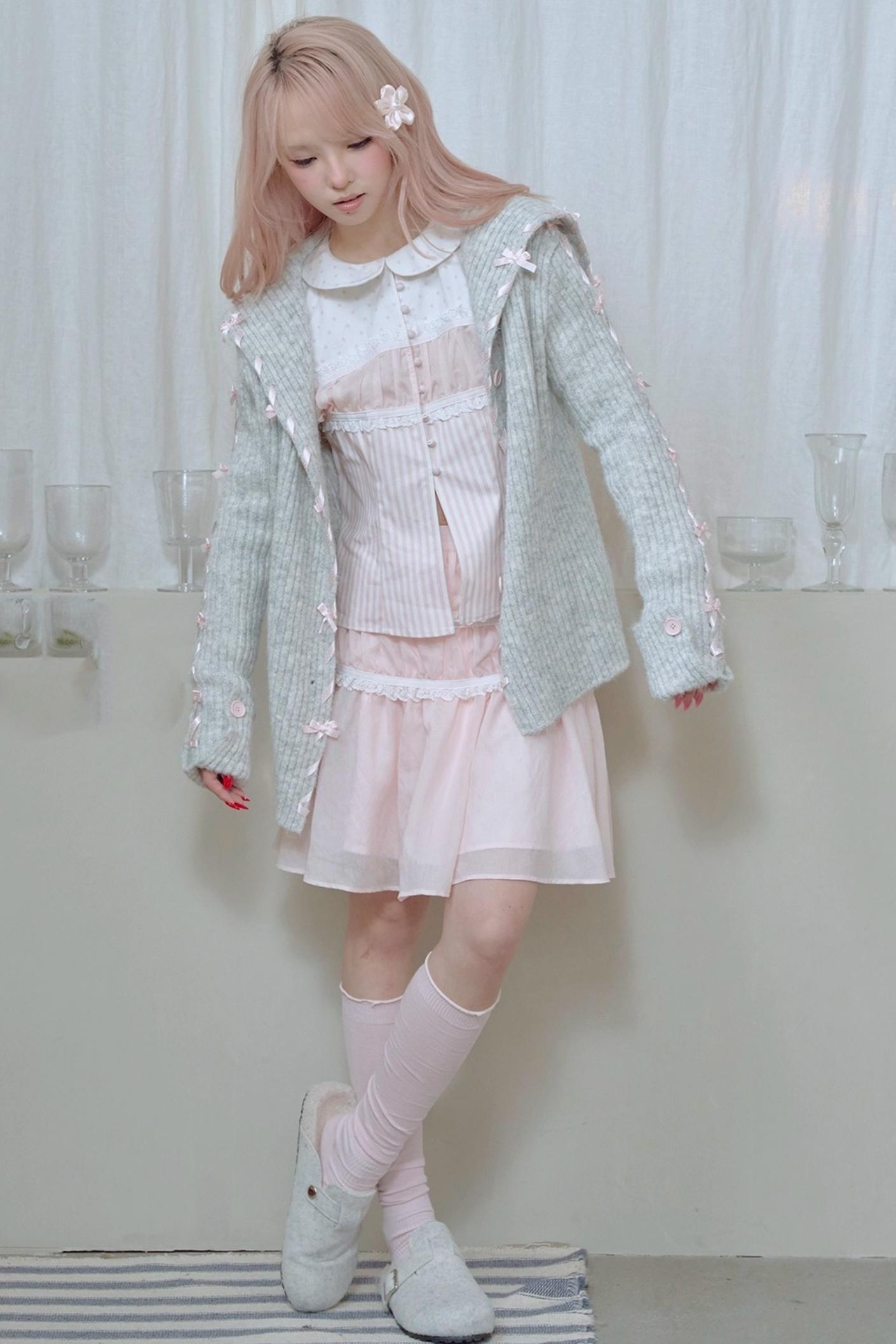 Pleated Lace Pink Skirt