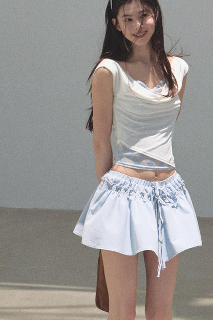 Swing Neck Check Slim Fit Crop Top