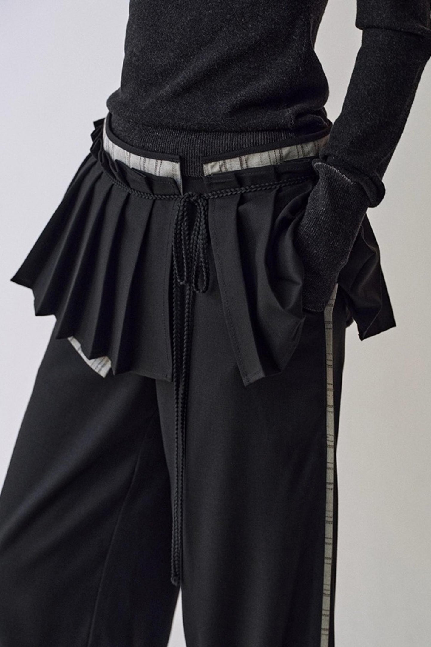 Pleated Wide-Leg Curtain Pants