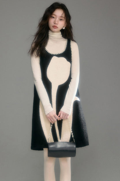 Little Tulip Flower Woolen Vest Dress