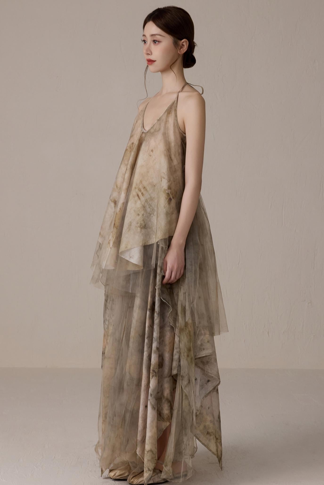 Floral Mesh Tie Neck Camisole