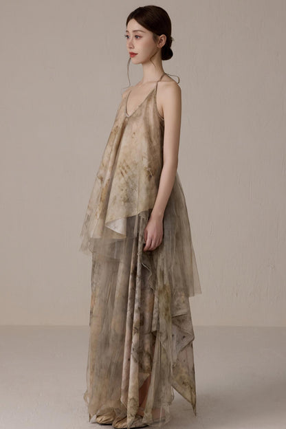 Floral Mesh Tie Neck Camisole