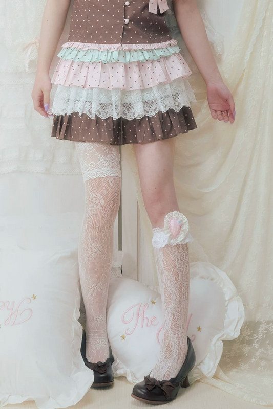 Color-Block Polka Dot Skirt