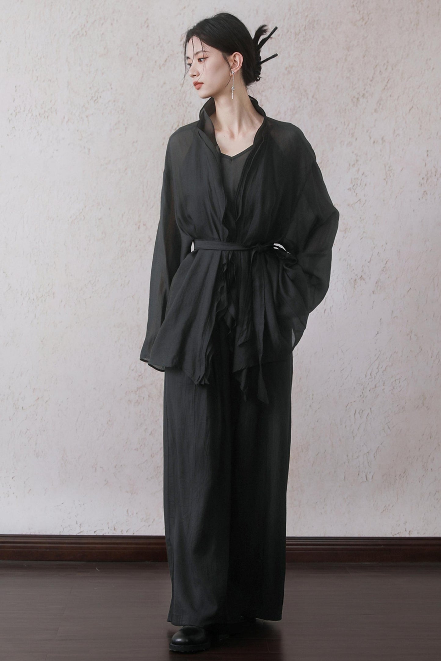 Elegant Sheer Black Two-Piece Set