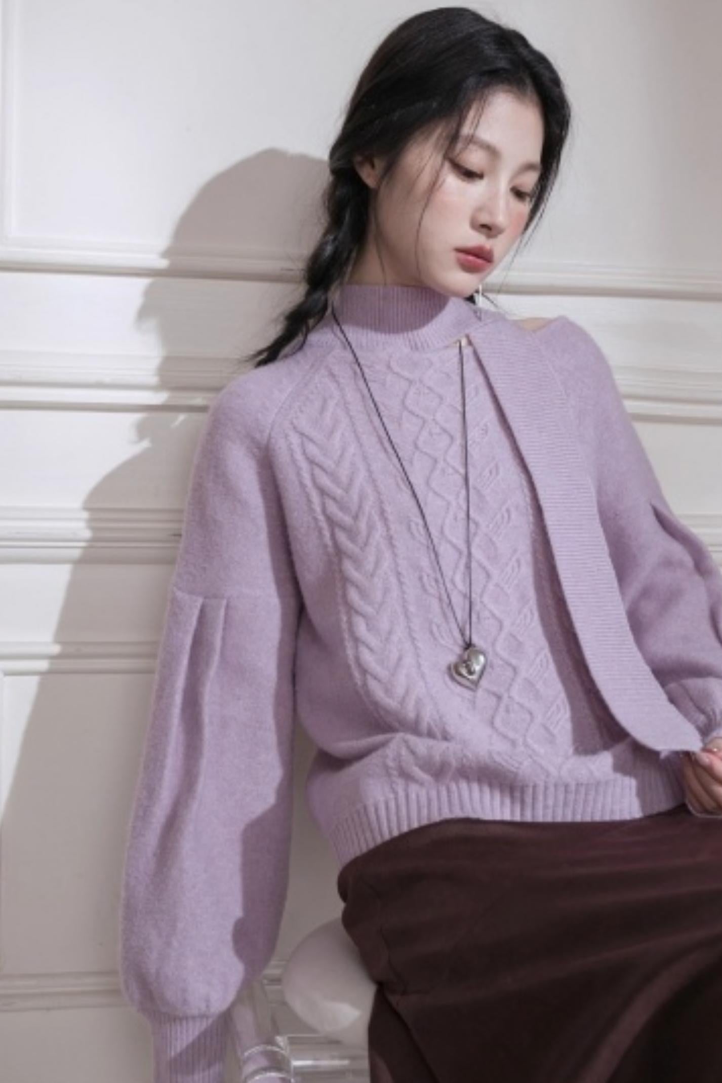 Violet Wool Lantern Sleeve Sweater