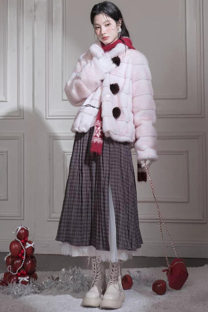 Peach Mousse Fox Fur Jacket