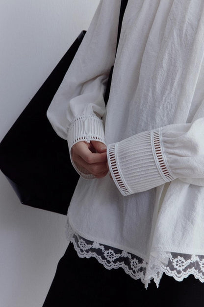 Lace Stitching Heavy Work Cuffs Shirt