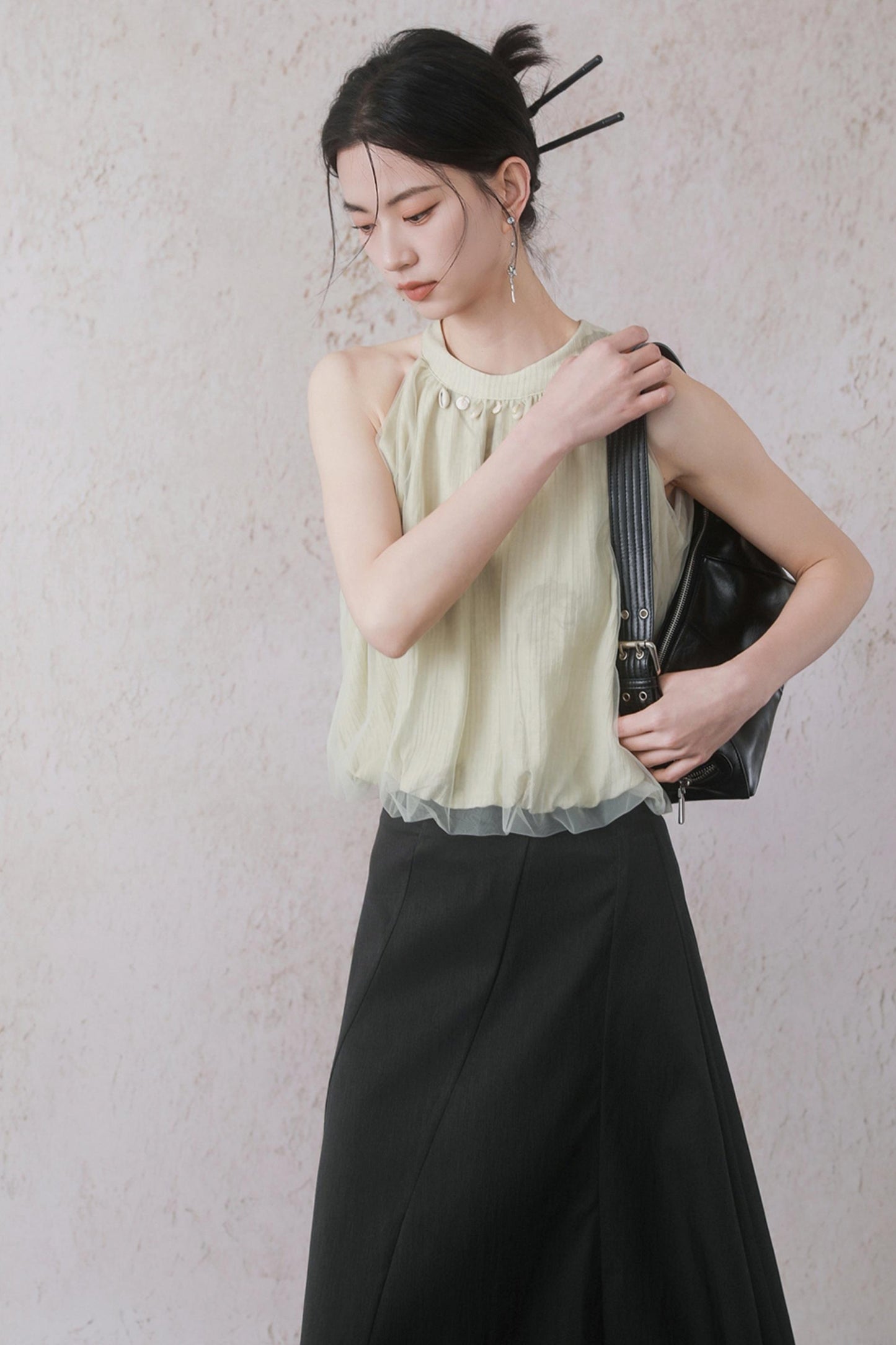 Summer Apricot Mesh Top