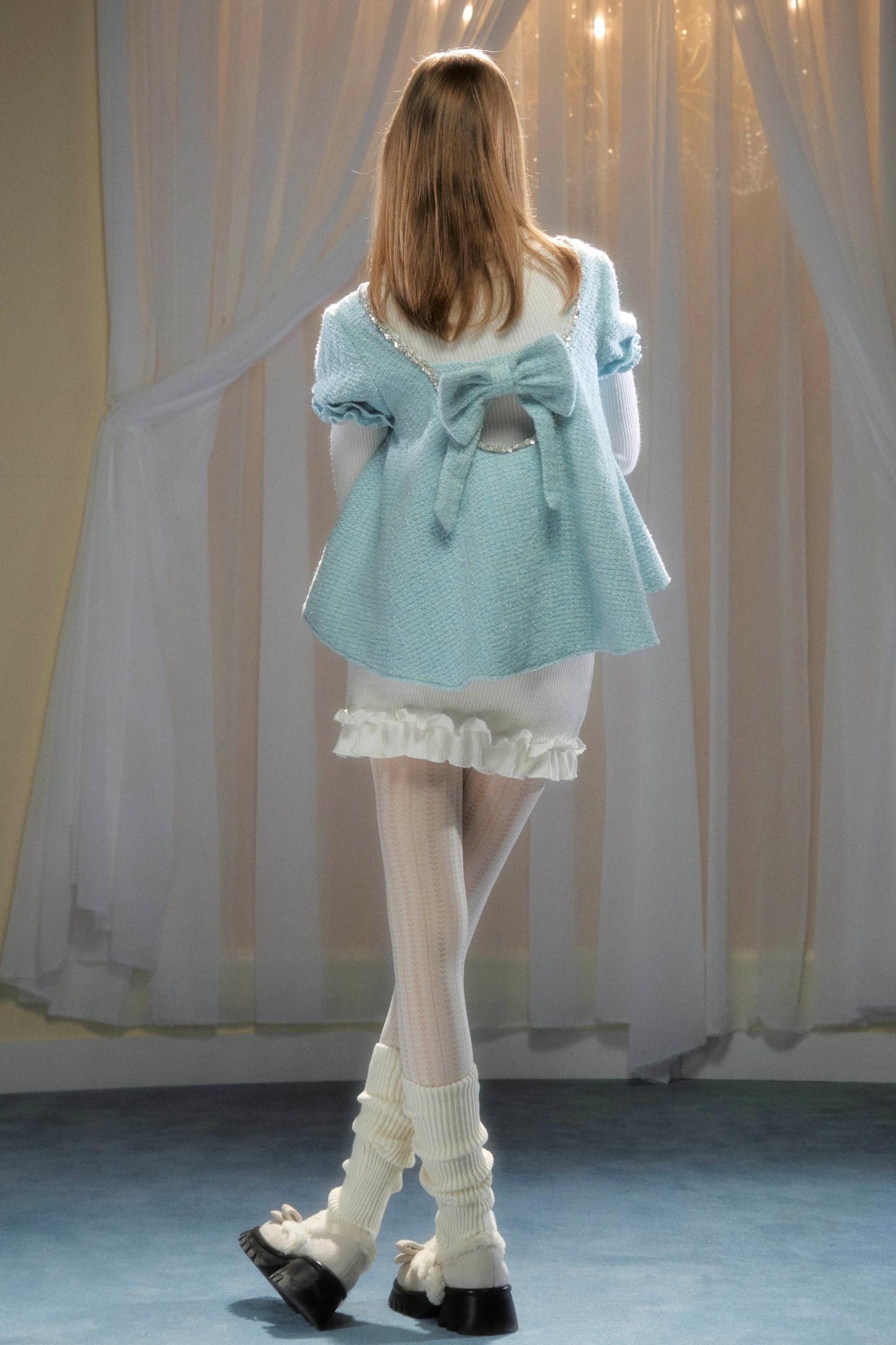 Tweed Bow-Detail Two-Piece Set