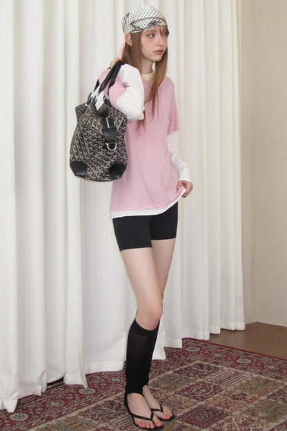 Fake Two-Piece Contrast Long Sleeve T-shirt